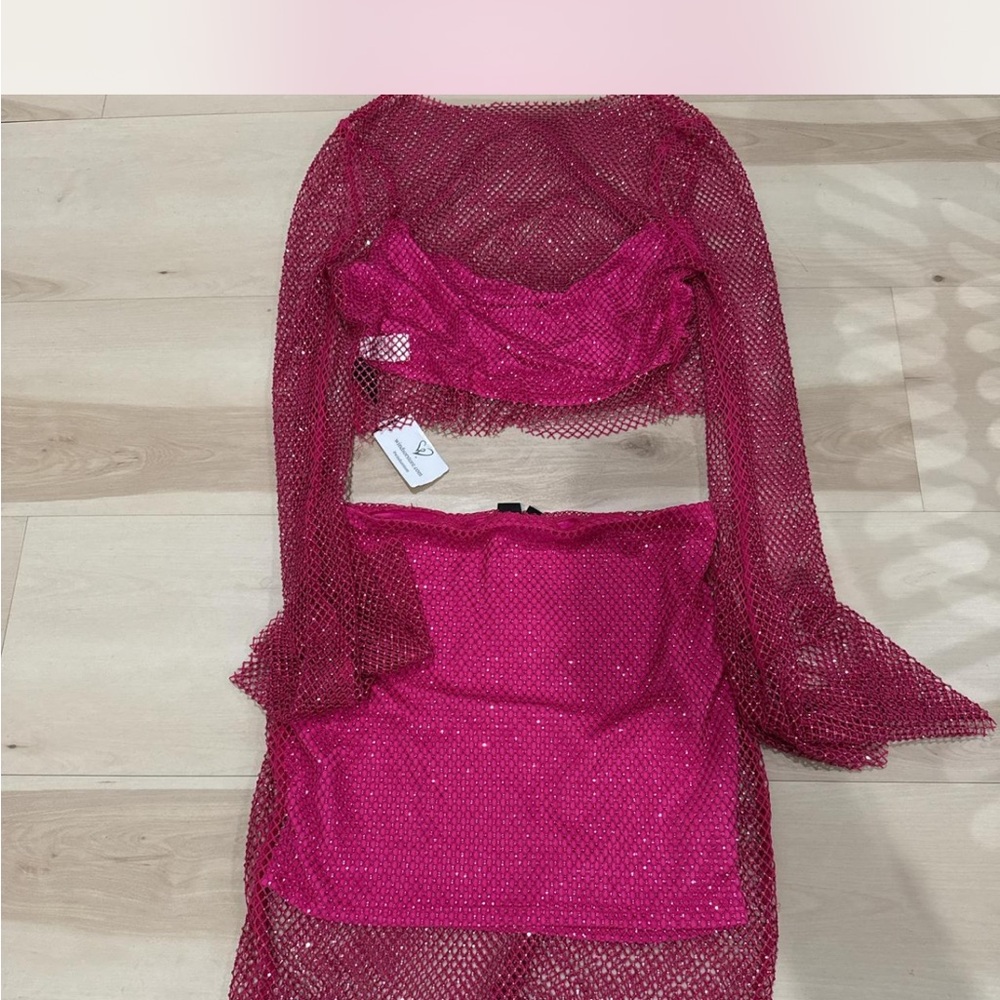 Pink Mesh Two-Piece Set